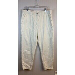 EILEEN FISHER Organic Cotton Tapered Leg Ivory Ankle Pant Women Large Undyed NEW